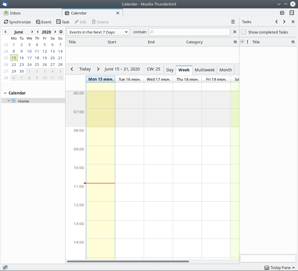 Calendar - Mozilla Thunderbird