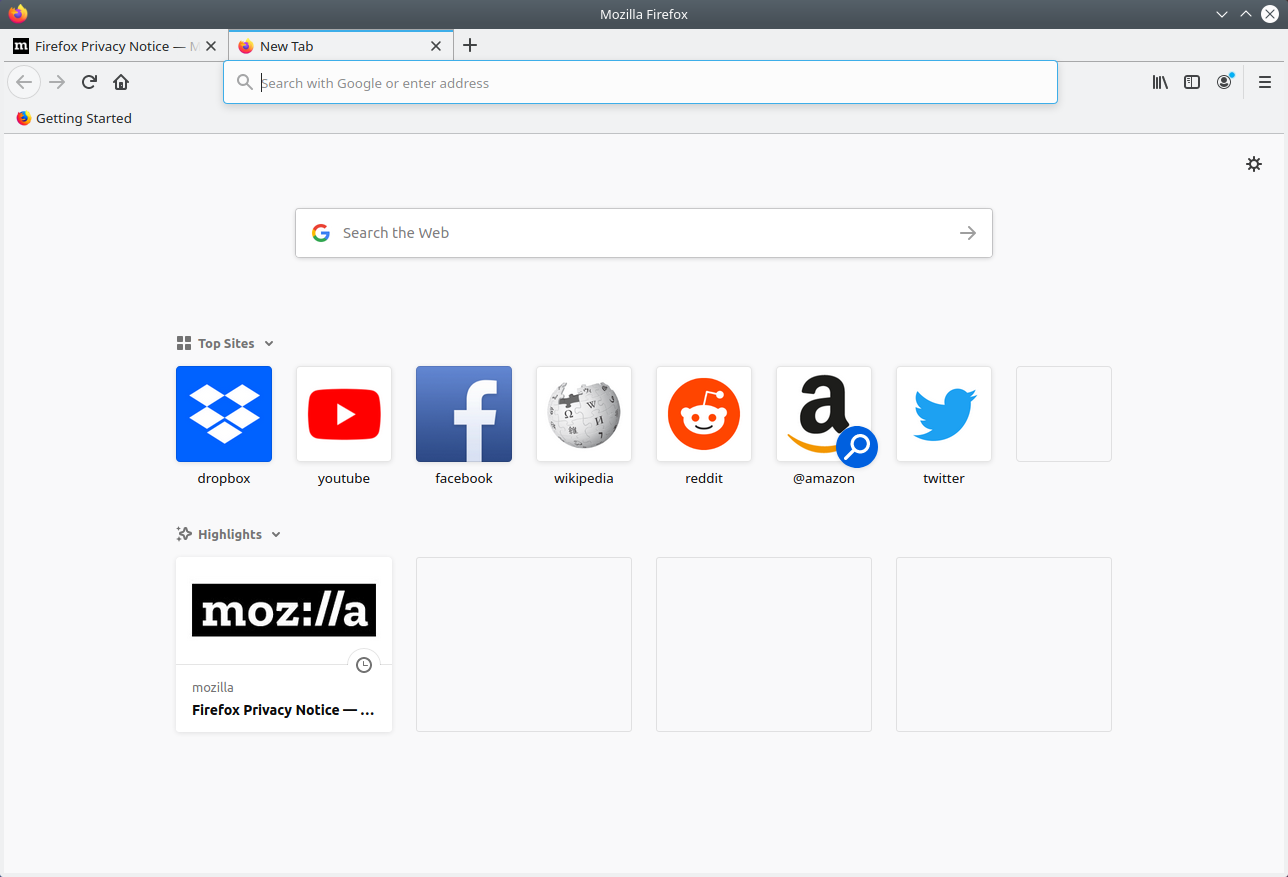Firefox. New tab