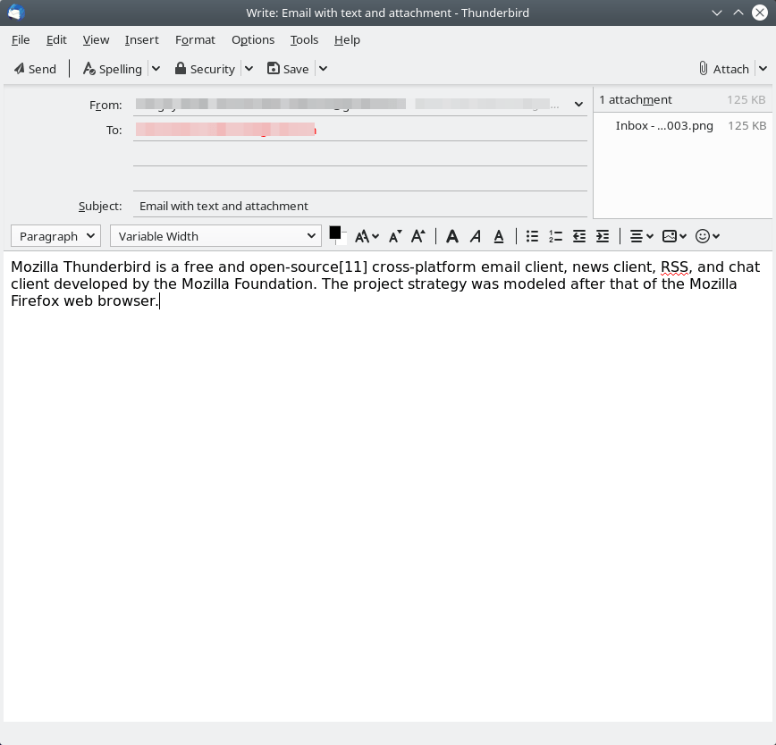 Write: Email with text and attachment - Thunderbird