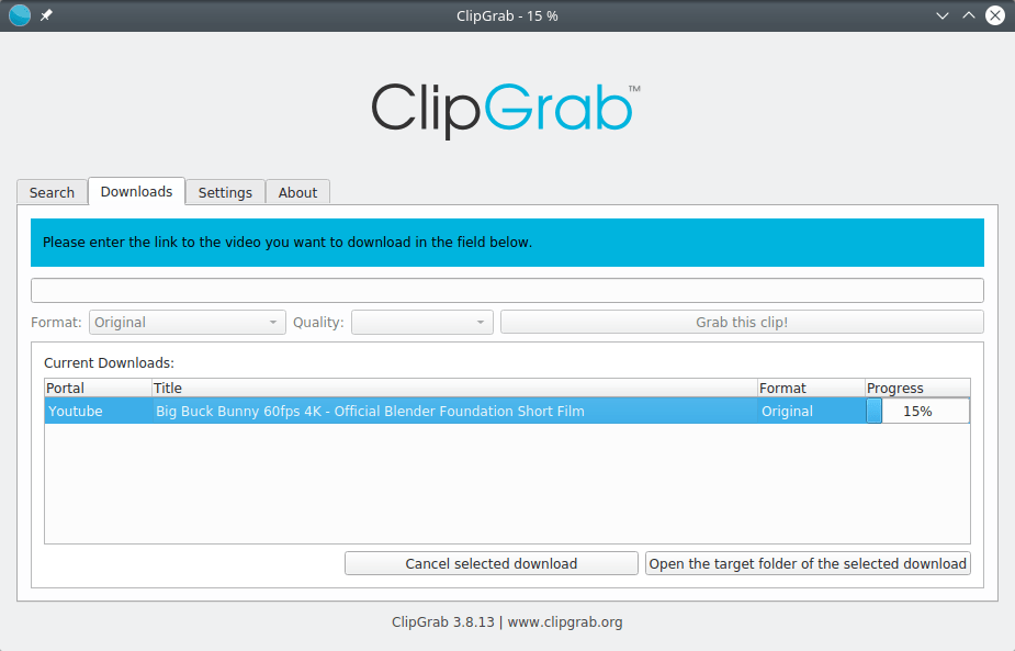ClipGrab. Download process