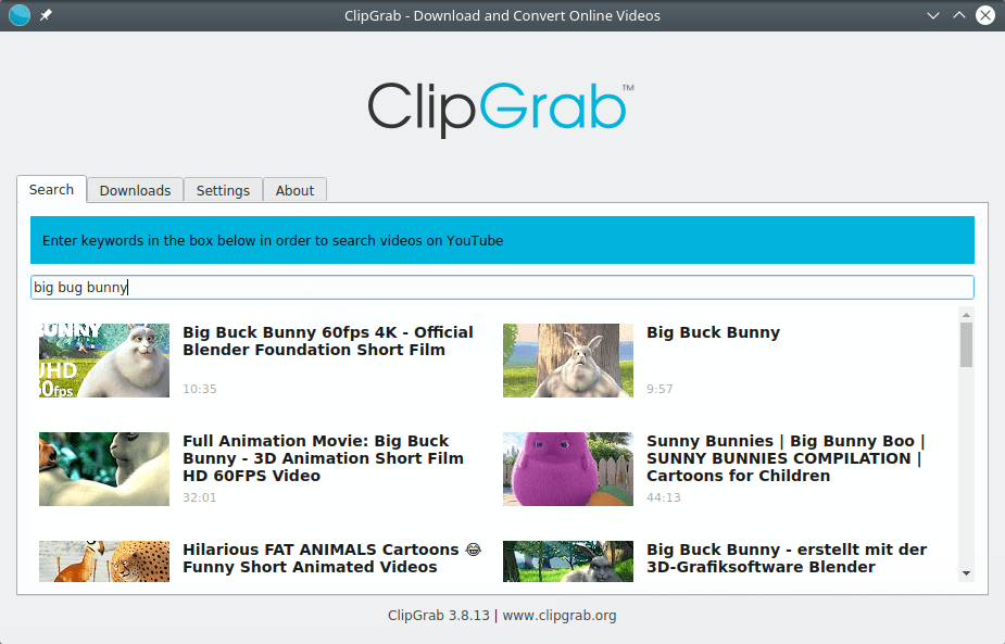 ClipGrab. Search