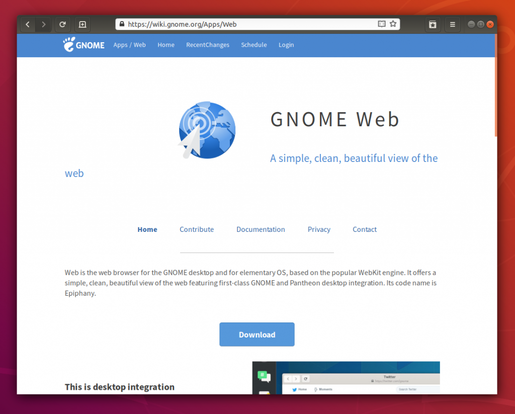 GNOME Web. Visit the website