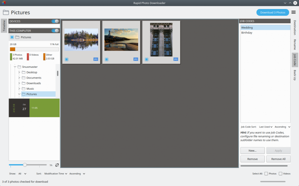Rapid Photo Downloader. Tags