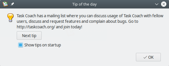 Task Coach. Tip of the day