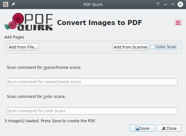 PDF Quirk. Added 3 images to create a document