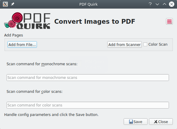 PDF Quirk. Program window