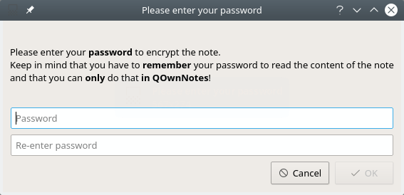 QOwnNotes. Encrypt a note