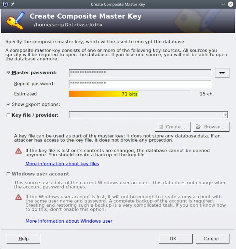 kypass change master password