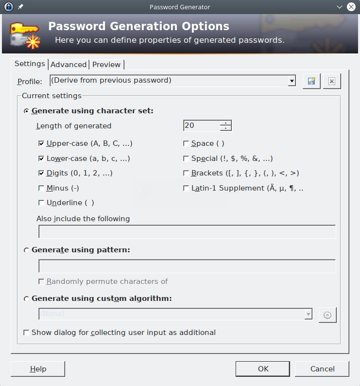 KeePass. Password Generator