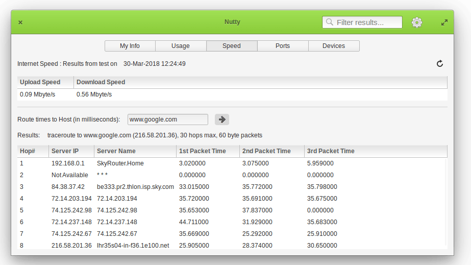 Nutty. Tab - Speed. Screenshot from the official site