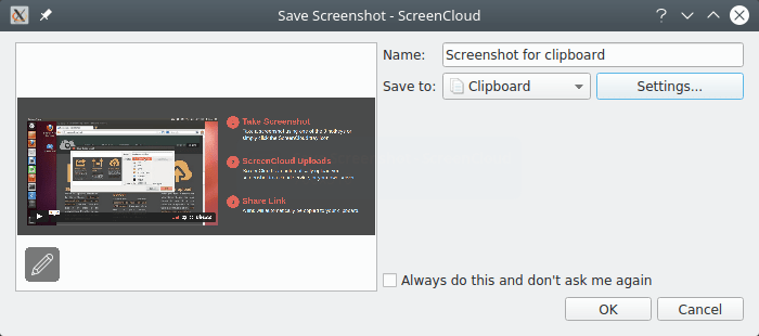 ScreenCloud. The choice of method of saving