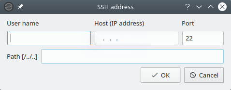 syncBackup. SSH address Dialog