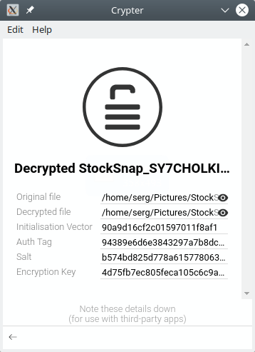 Crypter. Decrypting the file