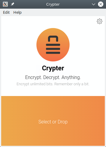 Crypter. Selecting a file for encryption