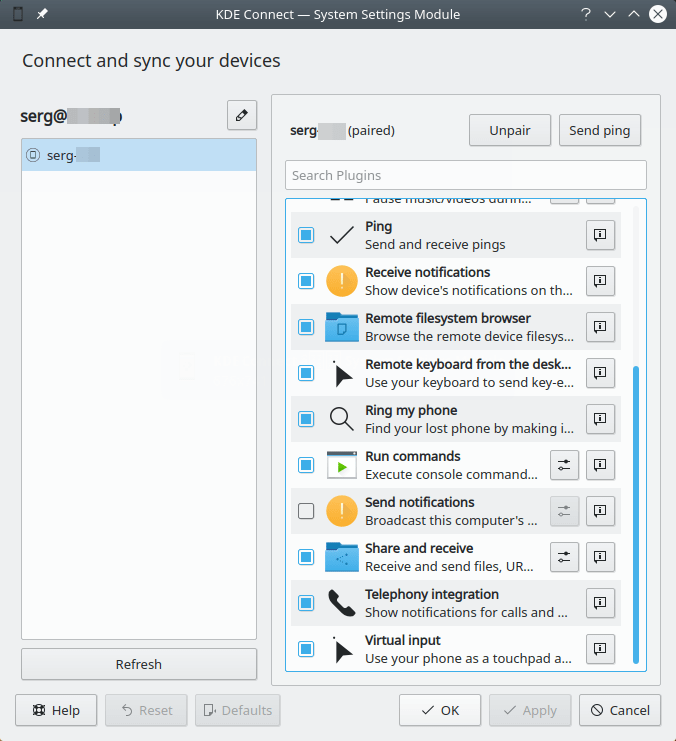 KDE Connect. System Settings Module 3