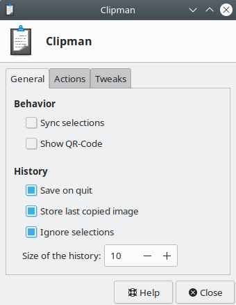 Clipman. Settings