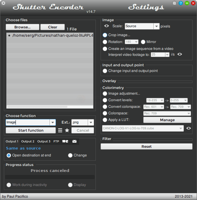 Shutter Encoder. Image processing