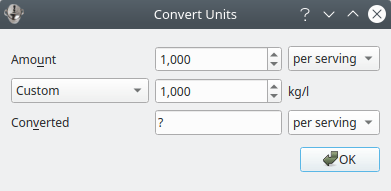 AnyMeal. Convert units