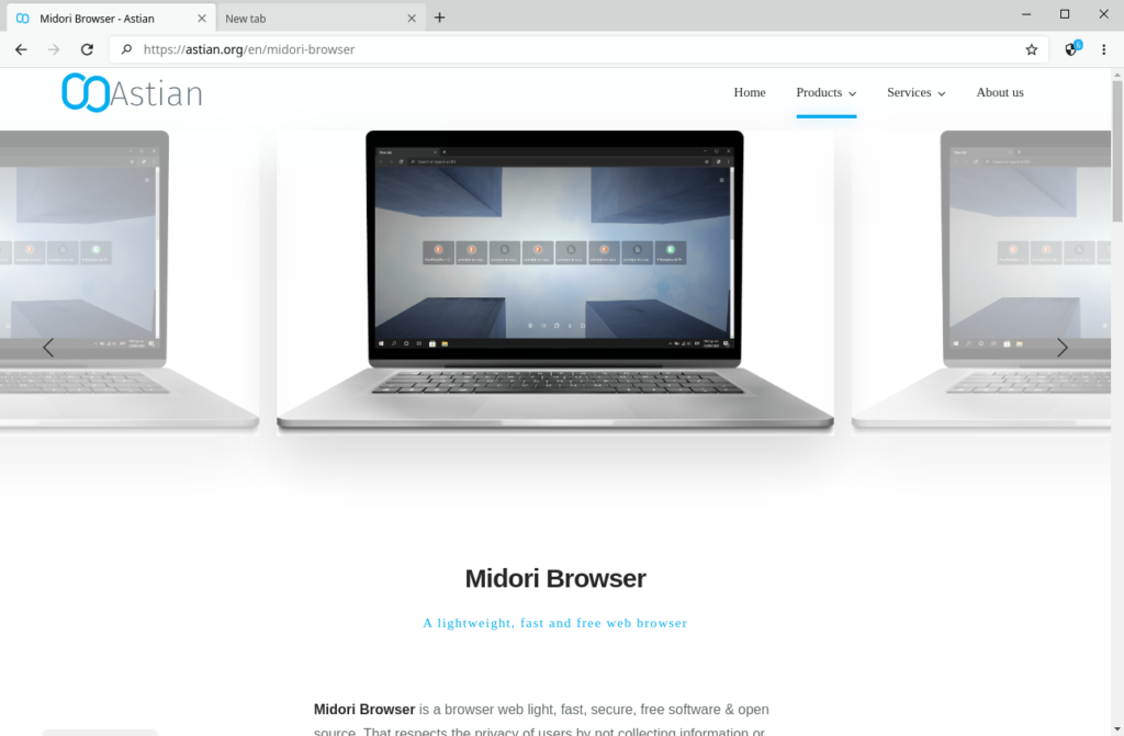 Midori Browser. View Site