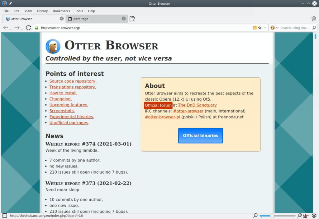 Otter Browser. View site