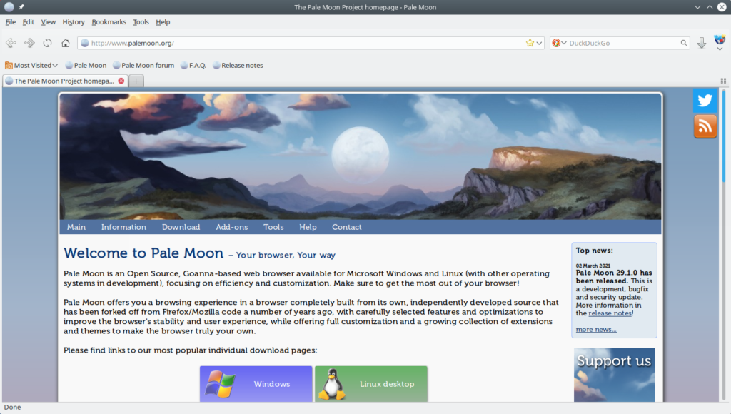 Pale Moon. View Site