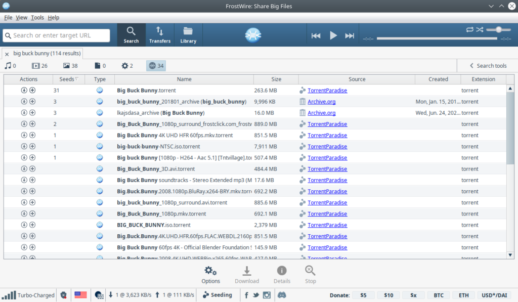 FrostWire. Search. Category Torrent files
