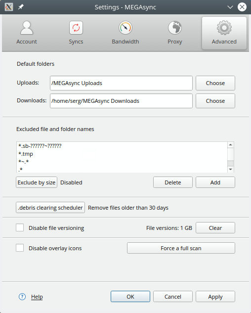 megasync browser storage