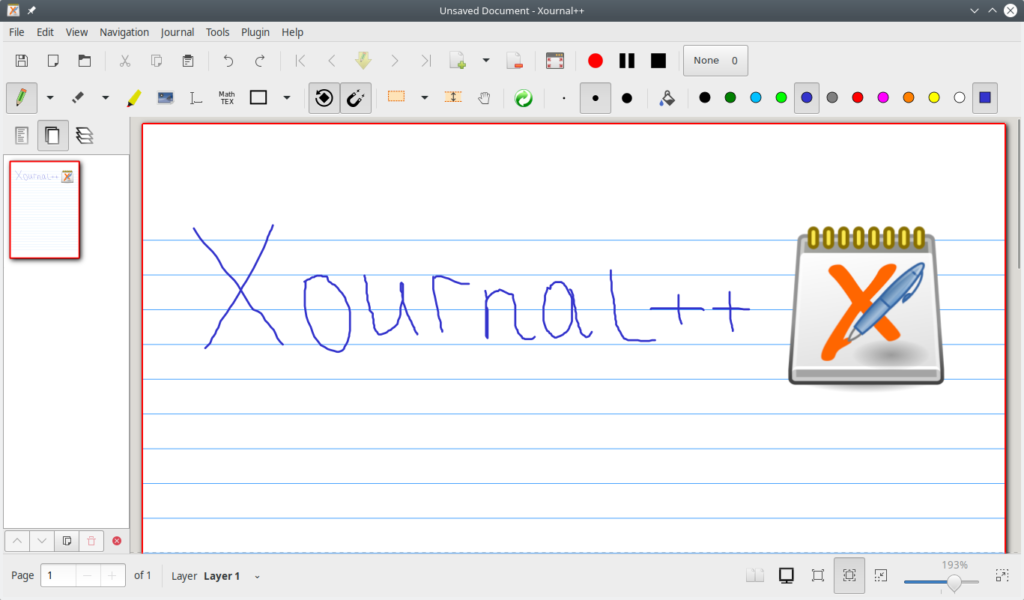 Xournal++. Creating a handwritten note