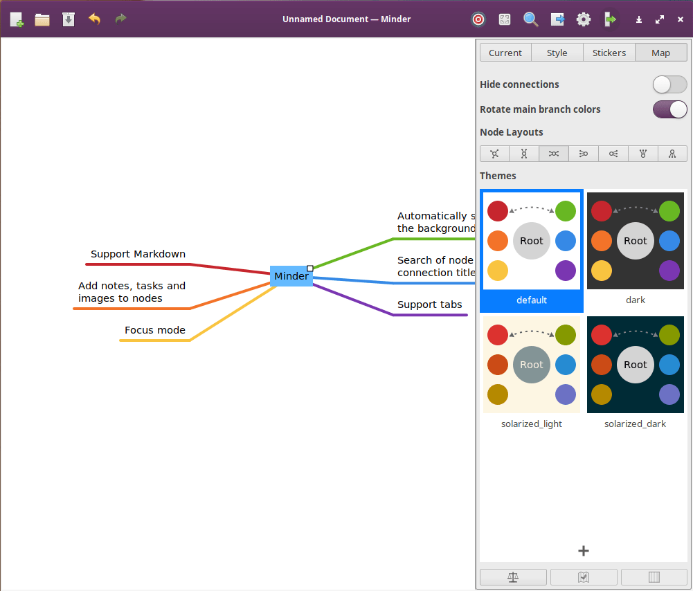 Minder. Selecting the node layout