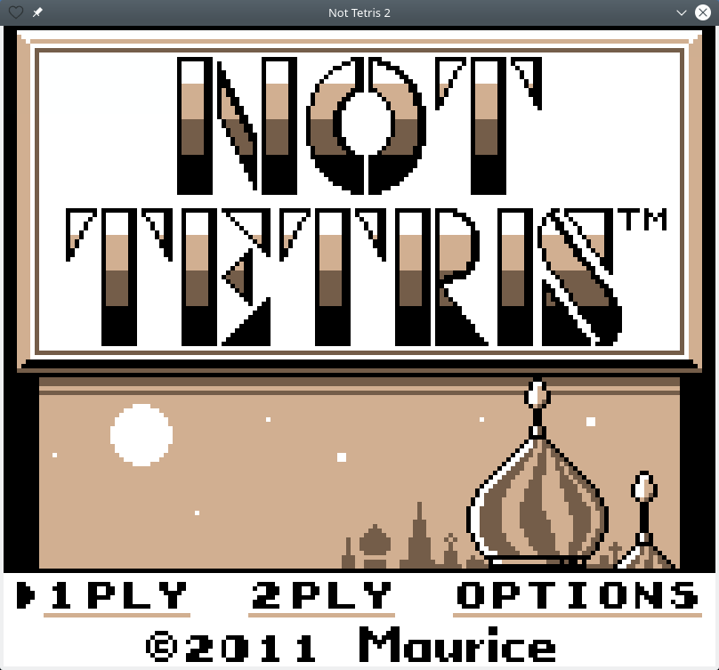 Not Tetris 2. Game Menu