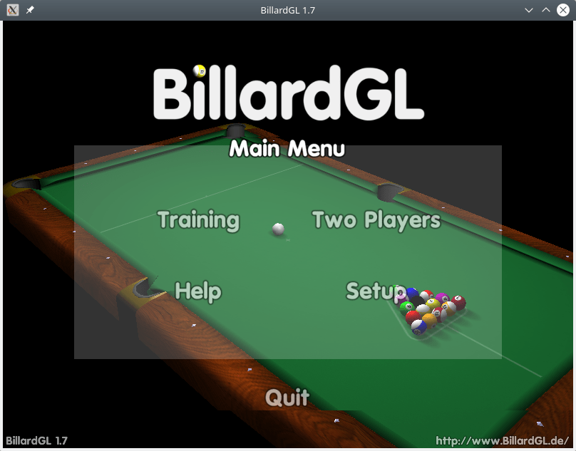 BillardGL. Game Menu
