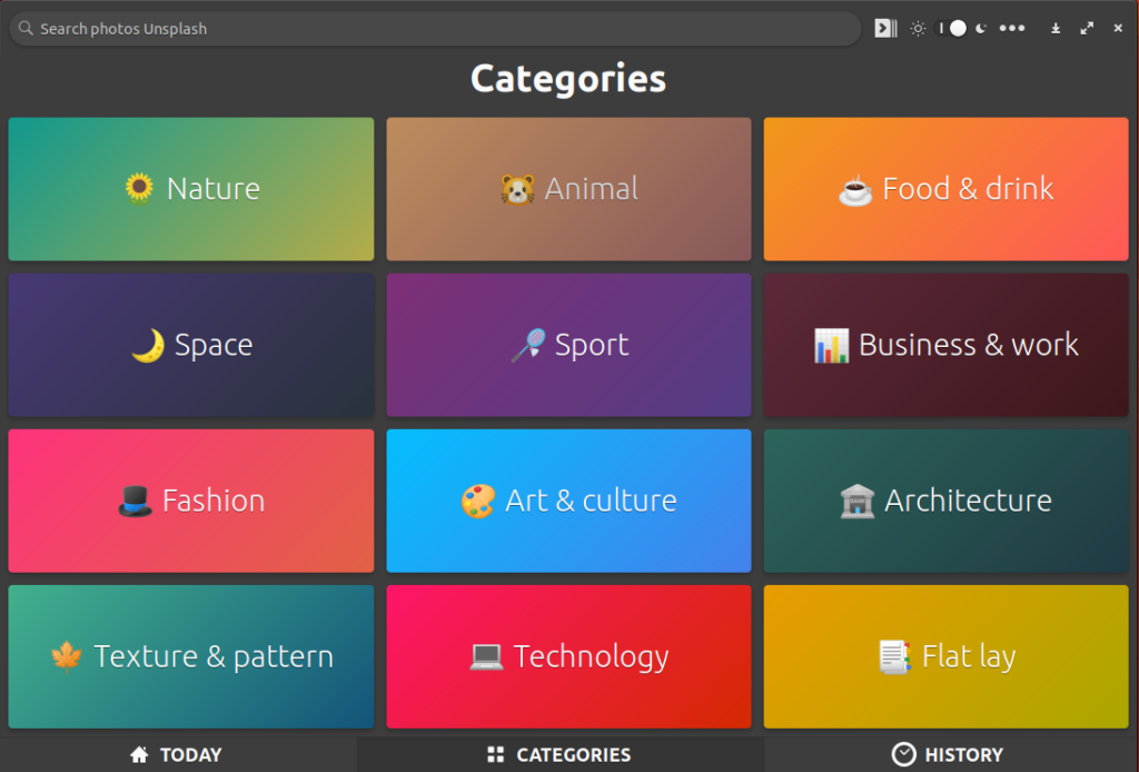 Fondo. The Categories tab. Dark theme design