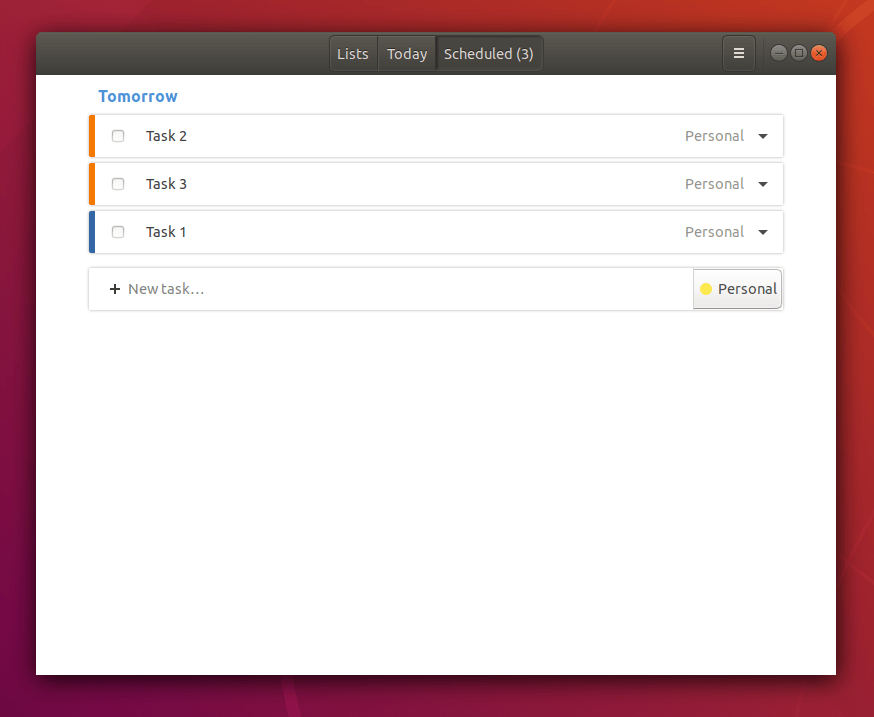 GNOME To Do. Scheduled tasks for longer periods of time