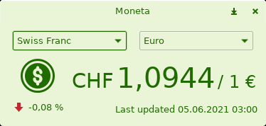 Moneta. Currency exchange rate