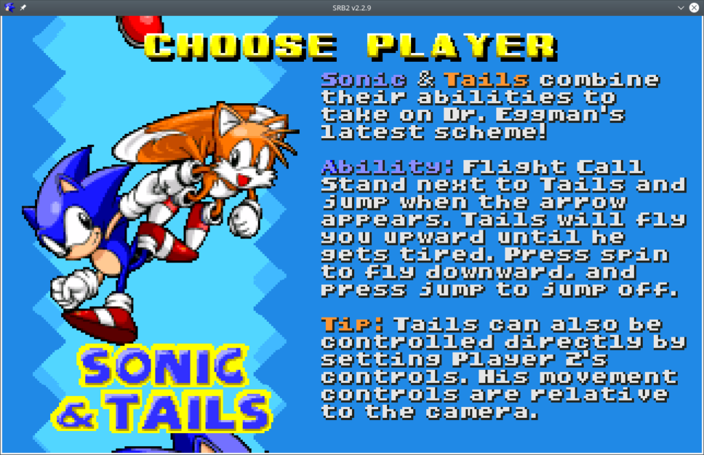 Sonic Robo Blast 2. Character Selection