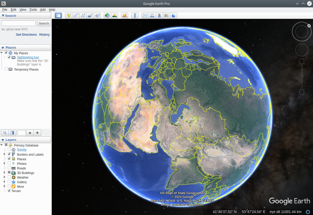 Google Earth. Program Window