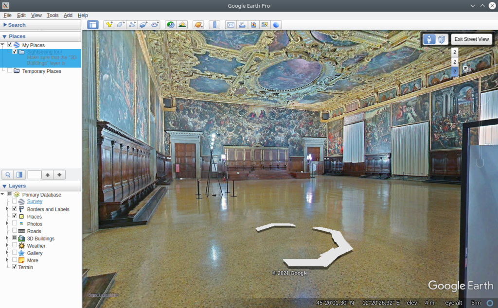 Google Earth. Sightseeing tours