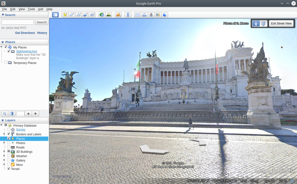 Google Earth. Street view mode