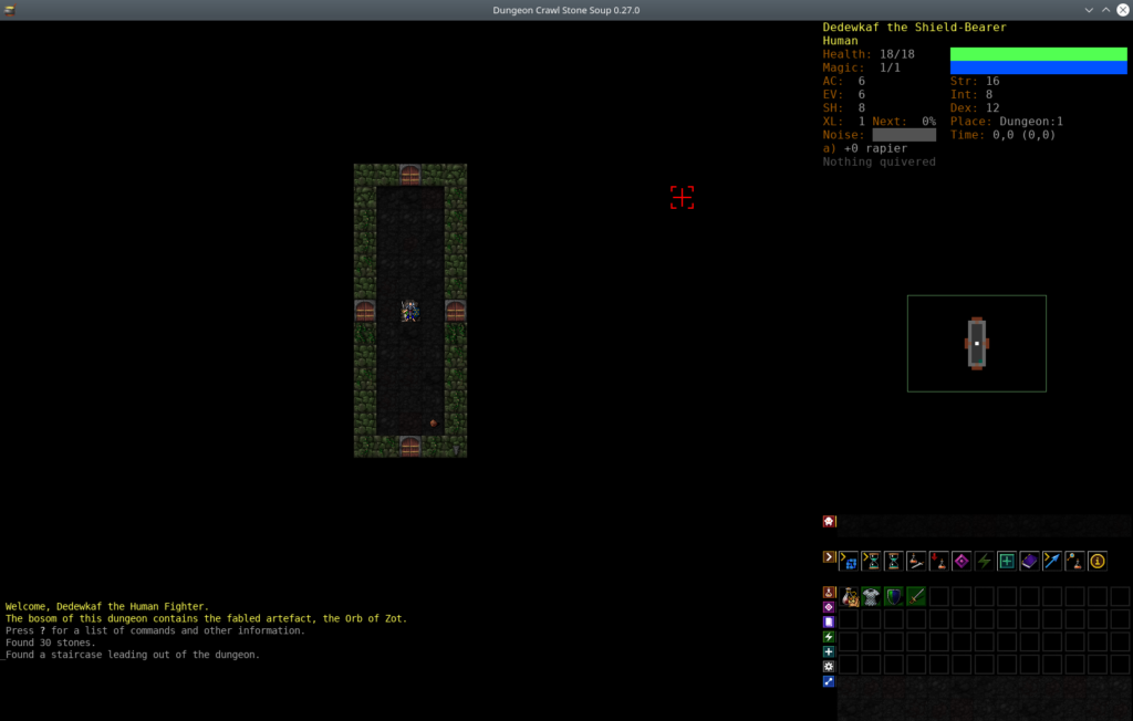 Dungeon Crawl Stone Soup. Start of the game