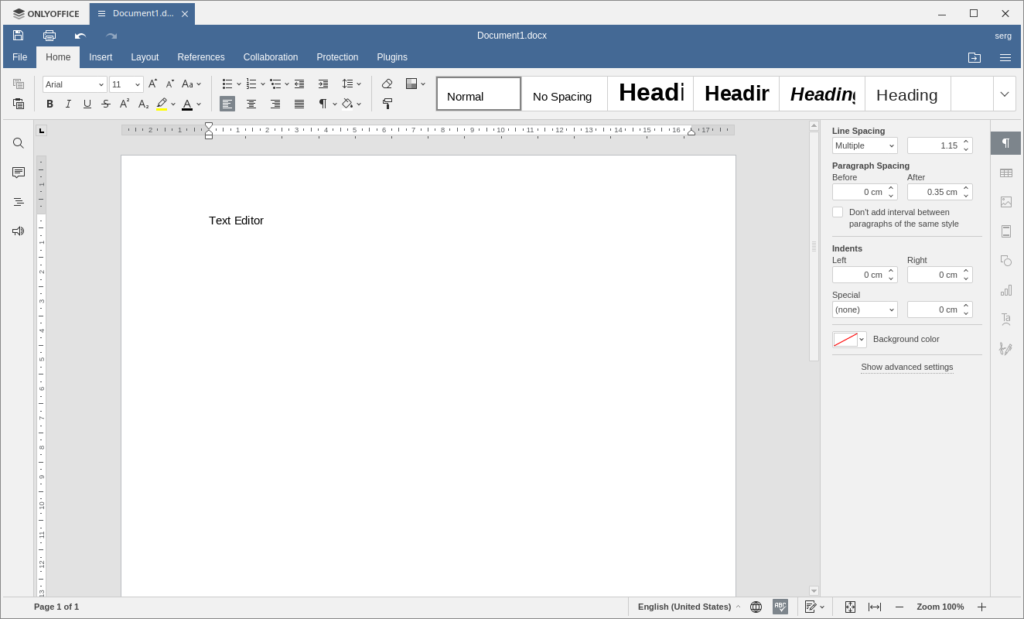 ONLYOFFICE Desktop Editors. Text Editor