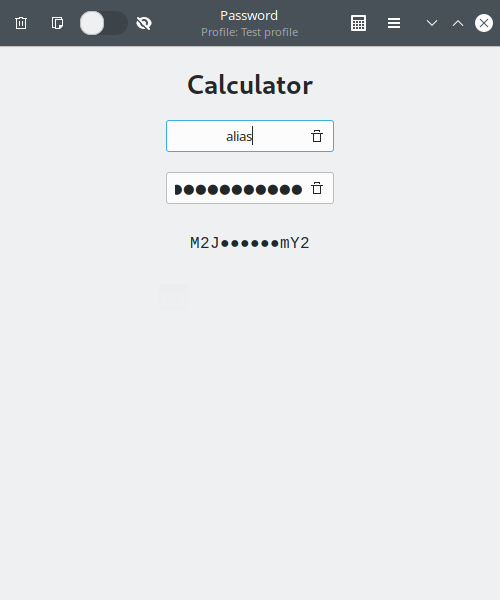 Password for GNOME. Calculator