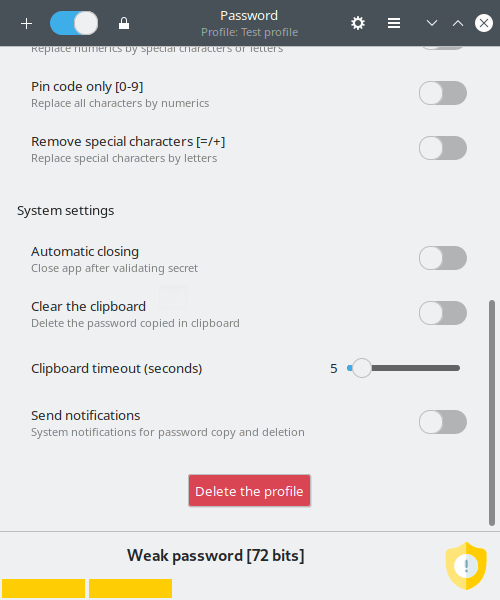 Password for GNOME. System Settings