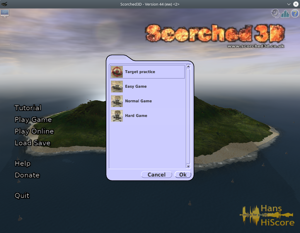 Scorched3D. Choosing the difficulty of the game