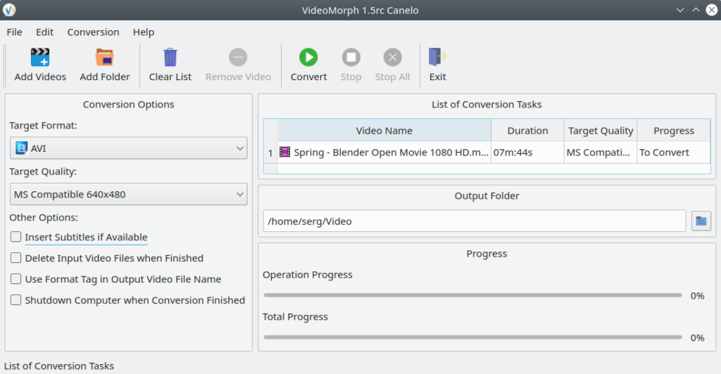 VideoMorph. Other options