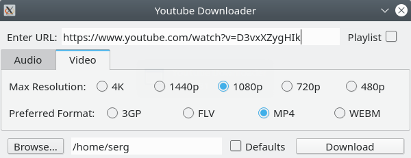 youtubedl-gui. Downloading video files