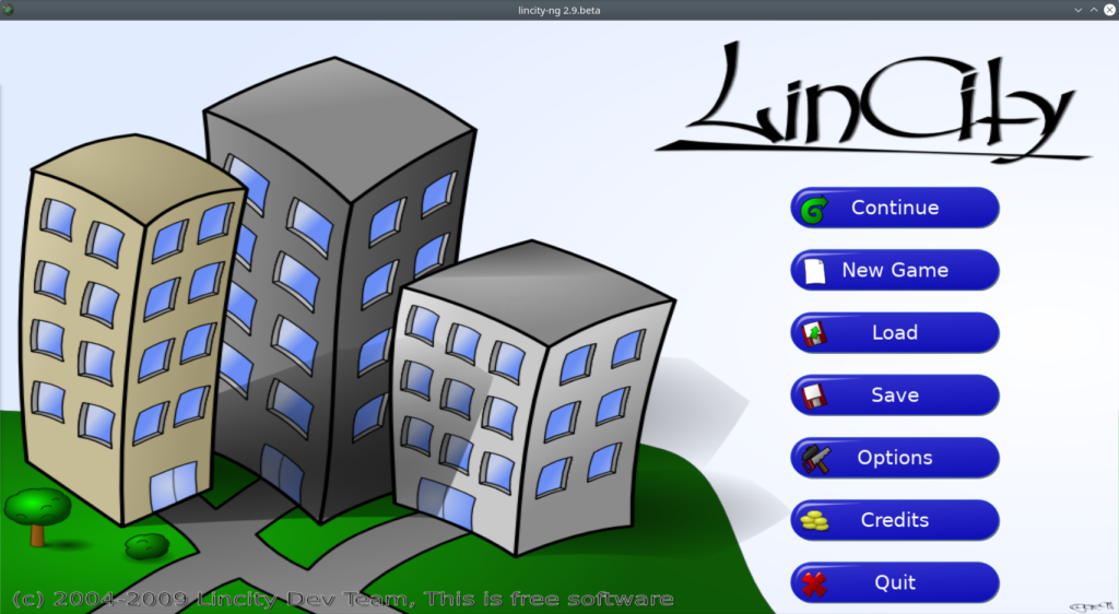 LinCity-NG. Game Menu