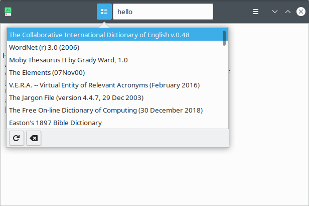 GNOME Dictionary. Choosing a dictionary