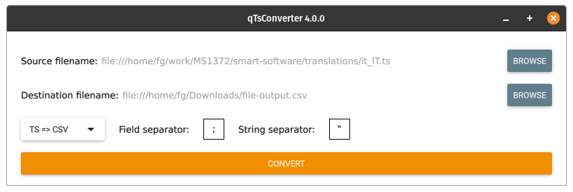 qTsConverter. The program window. The screenshot is taken from the official website