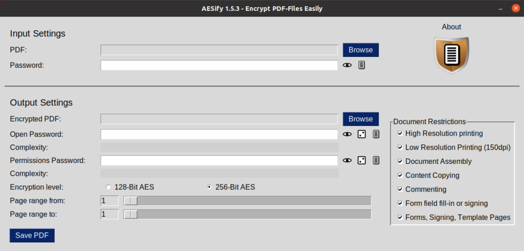 AESify. Program Window