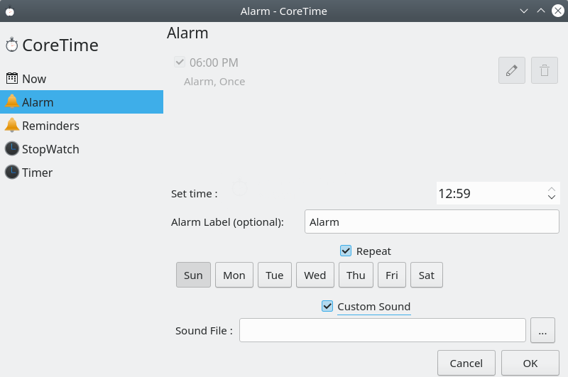 CoreTime. Creating an alarm clock